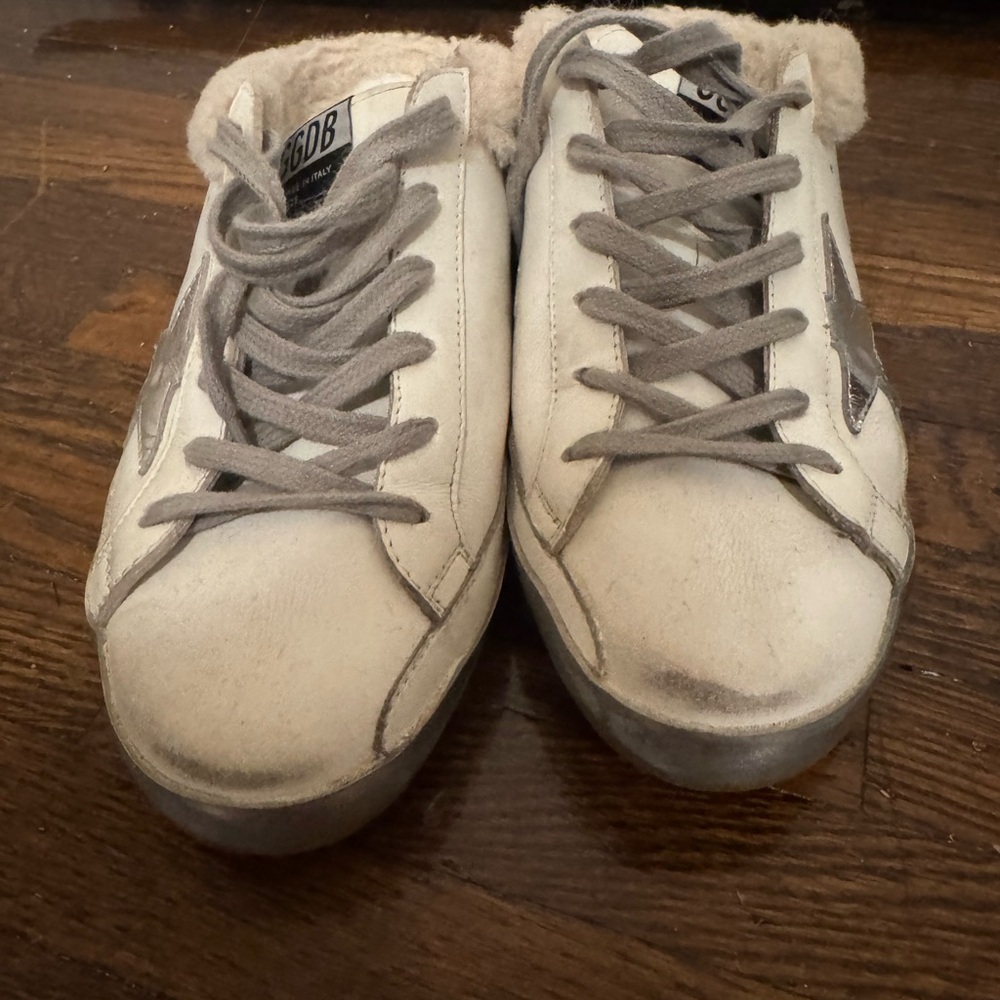 Golden Goose Beige and Metallic Sneakers with Sherpa-Size 39 - Picture 4 of 8